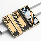 For Samsung Galaxy Z Fold5 5G Integrated Full Coverage Pen Slot Folding Phone Case with Stylus(Gold+Black) - 1