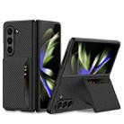 For Samsung Galaxy Z Fold5 GKK Ultra-thin Leather Phone Case with Card Slots(Carbon Fiber Texture) - 1