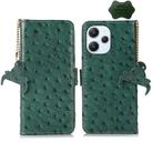 For Xiaomi Redmi 12 Ostrich Pattern Genuine Leather RFID Phone Case(Green) - 1