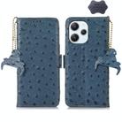 For Xiaomi Redmi 12 Ostrich Pattern Genuine Leather RFID Phone Case(Blue) - 1