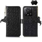 For Xiaomi 13T/Redmi K60 Ultra Ostrich Pattern Genuine Leather RFID Phone Case(Black) - 1