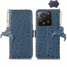 For Xiaomi 13T/Redmi K60 Ultra Ostrich Pattern Genuine Leather RFID Phone Case(Blue) - 1