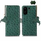 For Xiaomi Poco C65 / Redmi 13C Ostrich Pattern Genuine Leather RFID Phone Case(Green) - 1