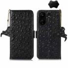 For Xiaomi Poco C65 / Redmi 13C Ostrich Pattern Genuine Leather RFID Phone Case(Black) - 1