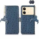 For Xiaomi Redmi Note 13R Pro Ostrich Pattern Genuine Leather RFID Phone Case(Blue) - 1