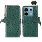 For Xiaomi Redmi Note 13 Pro Ostrich Pattern Genuine Leather RFID Phone Case(Green) - 1