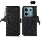 For Xiaomi Redmi Note 13 Pro Ostrich Pattern Genuine Leather RFID Phone Case(Black) - 1