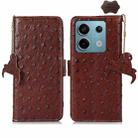 For Xiaomi Redmi Note 13 Pro Ostrich Pattern Genuine Leather RFID Phone Case(Coffee) - 1
