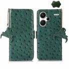 For Xiaomi Redmi Note 13 Pro+ Ostrich Pattern Genuine Leather RFID Phone Case(Green) - 1