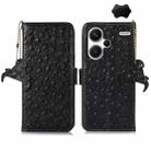 For Xiaomi Redmi Note 13 Pro+ Ostrich Pattern Genuine Leather RFID Phone Case(Black) - 1