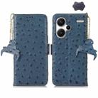 For Xiaomi Redmi Note 13 Pro+ Ostrich Pattern Genuine Leather RFID Phone Case(Blue) - 1