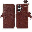 For Xiaomi Redmi Note 13 Pro+ Ostrich Pattern Genuine Leather RFID Phone Case(Coffee) - 1