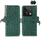 For Xiaomi Redmi Note 13 Ostrich Pattern Genuine Leather RFID Phone Case(Green) - 1