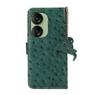 For Asus Zenfone 10 / Zenfone 9 Ostrich Pattern Genuine Leather RFID Phone Case(Green) - 3
