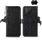 For Asus Zenfone 8 Ostrich Pattern Genuine Leather RFID Phone Case(Black) - 1