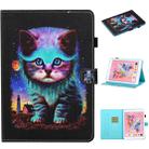 For iPad 10.2 / Air 2019 / Pro 10.5 Colored Drawing Stitching Horizontal Flip Leather Case, with Holder & Card Slots & Sleep / Wake-up Function(Night Cat) - 1