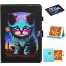 For iPad mini 5 / 4 / 3 / 2 / 1 Colored Drawing Stitching Horizontal Flip Leather Case, with Holder & Card Slots & Sleep / Wake-up Function(Night Cat) - 1