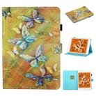 For iPad mini 5 / 4 / 3 / 2 / 1 Colored Drawing Stitching Horizontal Flip Leather Case, with Holder & Card Slots & Sleep / Wake-up Function(Butterfly) - 1