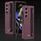 For Samsung Galaxy Z Fold5 GKK Ultra-thin Full Coverage Phone Flip Case with Pen Slot(Wine Red) - 1