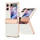 For OPPO Find N2 Flip Plated Plain Leather Folding Phone Case with Hinge(White) - 1