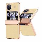 For vivo X Flip Plated Plain Leather Folding Phone Case with Hinge(Gold) - 1