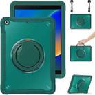 For iPad 10.2 2021 / 2020 / 2019 Heavy Duty Hybrid Tablet Case with Handle & Strap(Dark Green) - 1