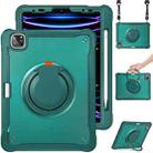 For iPad Air 2022 10.9 / Pro 11 2022 Heavy Duty Hybrid Tablet Case with Handle & Strap(Dark Green) - 1