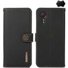 For Samsung Galaxy Xcover7 KHAZNEH Custer Genuine Leather RFID Phone Case(Black) - 1
