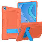 For Huawei MatePad T 10s / T10 Contrast Color Robot B3 Silicone Hybrid PC Tablet Case with Holder(Orange Blue) - 1