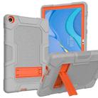 For Huawei MatePad T 10s / T10 Contrast Color Robot B3 Silicone Hybrid PC Tablet Case with Holder(Grey Orange) - 1