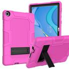 For Huawei MatePad T 10s / T10 Contrast Color Robot B3 Silicone Hybrid PC Tablet Case with Holder(Rose Red Black) - 1