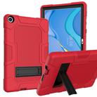 For Huawei MatePad T 10s / T10 Contrast Color Robot B3 Silicone Hybrid PC Tablet Case with Holder(Red Black) - 1