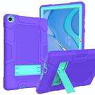 For Huawei MatePad T 10s / T10 Contrast Color Robot B3 Silicone Hybrid PC Tablet Case with Holder(Purple Mint Green) - 1