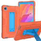 For Huawei MatePad T8 Contrast Color Robot B3 Silicone Hybrid PC Tablet Case with Holder(Orange Blue) - 1