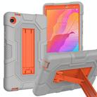 For Huawei MatePad T8 Contrast Color Robot B3 Silicone Hybrid PC Tablet Case with Holder(Grey Orange) - 1