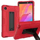 For Huawei MatePad T8 Contrast Color Robot B3 Silicone Hybrid PC Tablet Case with Holder(Red Black) - 1