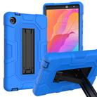 For Huawei MatePad T8 Contrast Color Robot B3 Silicone Hybrid PC Tablet Case with Holder(Blue Black) - 1