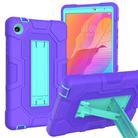 For Huawei MatePad T8 Contrast Color Robot B3 Silicone Hybrid PC Tablet Case with Holder(Purple Mint Green) - 1