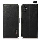 For Samsung Galaxy S23 FE KHAZNEH Side-Magnetic Litchi Genuine Leather RFID Phone Case(Black) - 1
