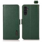 For Samsung Galaxy S23 FE KHAZNEH Side-Magnetic Litchi Genuine Leather RFID Phone Case(Green) - 1