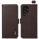 For Samsung Galaxy S24 Ultra KHAZNEH Side-Magnetic Litchi Genuine Leather RFID Phone Case(Brown) - 1