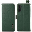 For Samsung Galaxy S24+ KHAZNEH Side-Magnetic Litchi Genuine Leather RFID Phone Case(Green) - 1