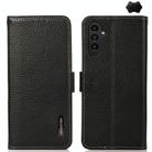 For Samsung Galaxy S24 KHAZNEH Side-Magnetic Litchi Genuine Leather RFID Phone Case(Black) - 1