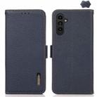 For Samsung Galaxy S24 KHAZNEH Side-Magnetic Litchi Genuine Leather RFID Phone Case(Blue) - 1
