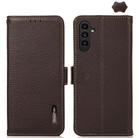 For Samsung Galaxy S24 KHAZNEH Side-Magnetic Litchi Genuine Leather RFID Phone Case(Brown) - 1
