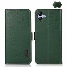 For Samsung Galaxy A05 KHAZNEH Side-Magnetic Litchi Genuine Leather RFID Phone Case(Green) - 1
