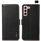 For Samsung Galaxy A35 5G KHAZNEH Side-Magnetic Litchi Genuine Leather RFID Phone Case(Black) - 1