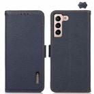 For Samsung Galaxy A35 5G KHAZNEH Side-Magnetic Litchi Genuine Leather RFID Phone Case(Blue) - 1