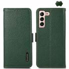 For Samsung Galaxy A35 5G KHAZNEH Side-Magnetic Litchi Genuine Leather RFID Phone Case(Green) - 1