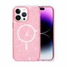 For iPhone 15 Pro Terminator Style Glitter Powder MagSafe Magnetic Phone Case(Pink) - 1